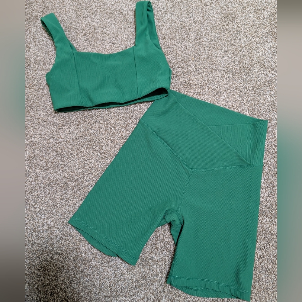 Wilo the Label Emerald Green Ribbed Hustle Short Set